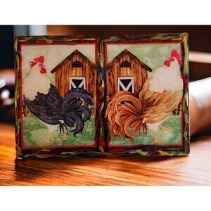 CHICKEN ROOSTER KITCHEN Trivet Tile for Country Farmhouse, Fun Serving Tray